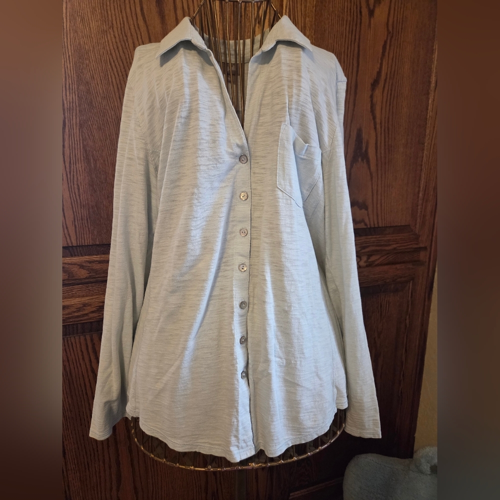 Light Blue J Jill Button-Up Shirt - Size Large